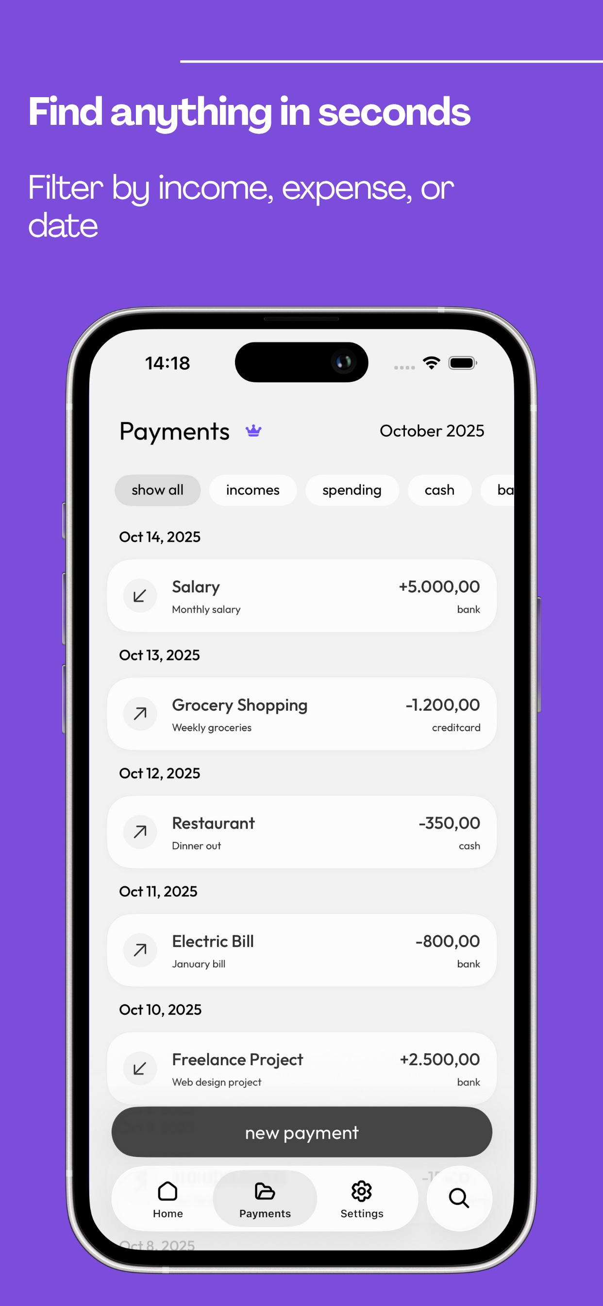 Simple Finance - Monthly summaries